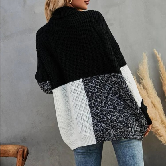 BRAND NEW Luxe color block oversized black and white sweater NWT - Picture 3 of 5